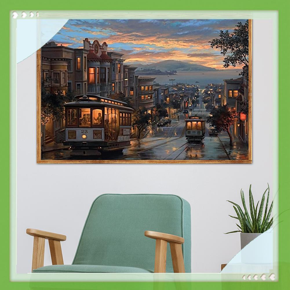 Bộ tranh đính đá 5D DIY hình phong cảnh đường phố yên tĩnh | BigBuy360 - bigbuy360.vn