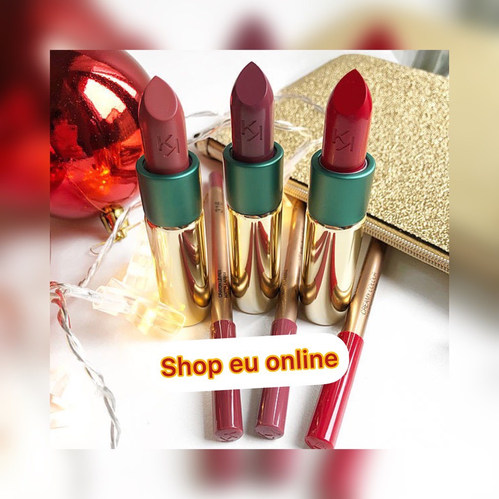 Set son môi lì kiko milano Chì kẻ môi kết hợp Son môi và ví Combo 3 món Kiko Holiday Gems Timeless Lip Kit - Italy