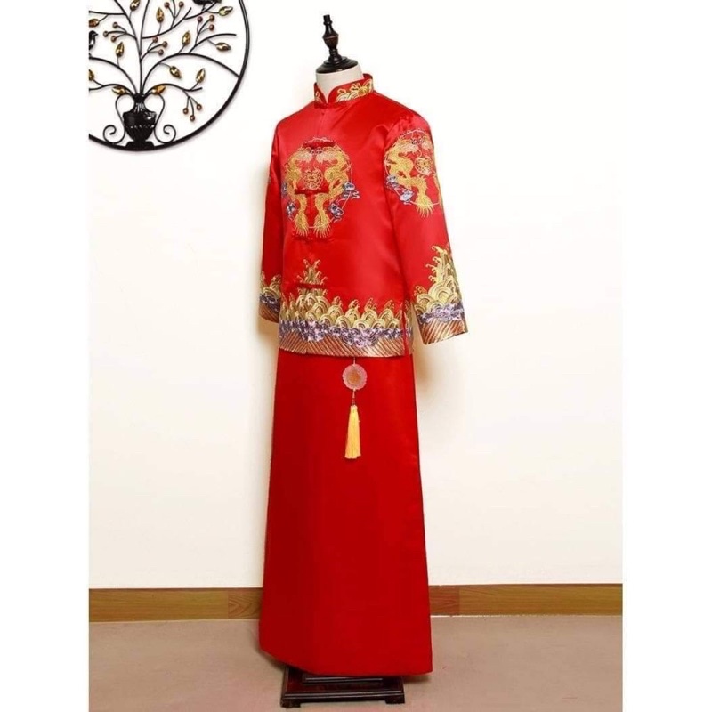 HCM sẵn Hỷ phục Áo cưới truyền thống trung hoa cổ trang nam áo khảo nam