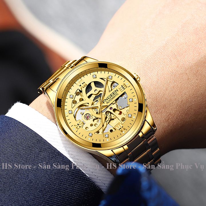 Đồng hồ cơ automatic nam Fngeen 6018 cao cấp cơ lộ máy chính hãng, dây thép , thời trang đẹp giá rẻ