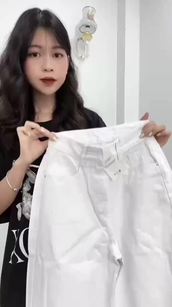 Quần Kaki Jean Nữ Ống Suông Lưng Cao Phong Cách Ulzzang Cực Chất Màu Trắng Trơn | BigBuy360 - bigbuy360.vn