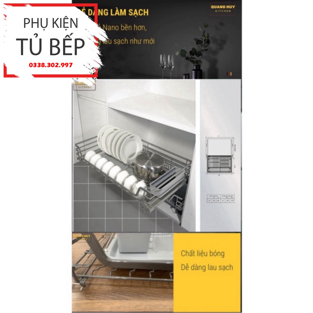 Kệ chén bát tủ bếp dưới inox xám Titan 2023 sơn Nano 2k bảo hành 10 năm không han gỉ nhập khẩu Grob