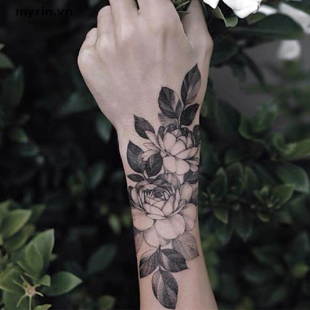 Hình Xăm Dán Tạm Thời Hình Hoa Hồng Đen Quyến Rũ
