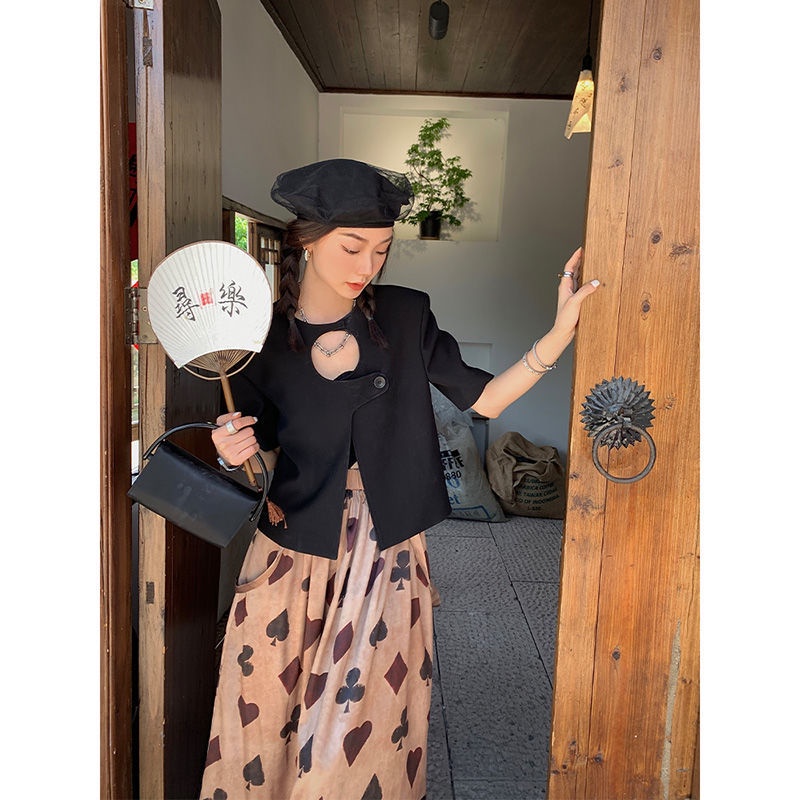 Bán Chạy!F &amp; X Áo Khoác Vest Tay Ngắn Dáng Rộng Màu Đen Thời Trang Mùa Hè Cho Nữ