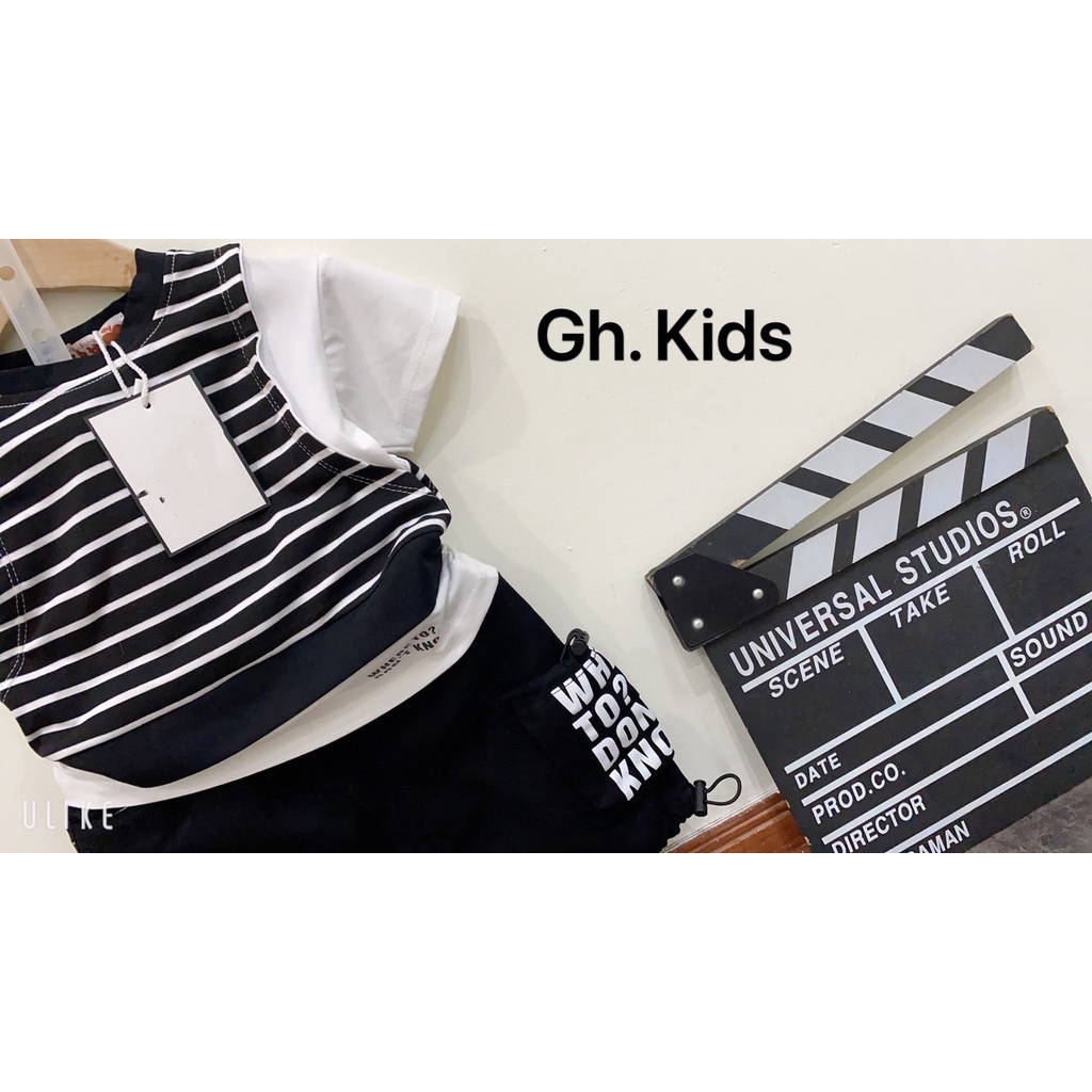 Đồ bộ cho bé trai, bé gái ngắn tay, kiểu HipHop, thun 100% cotton - Socnaukids (220590)