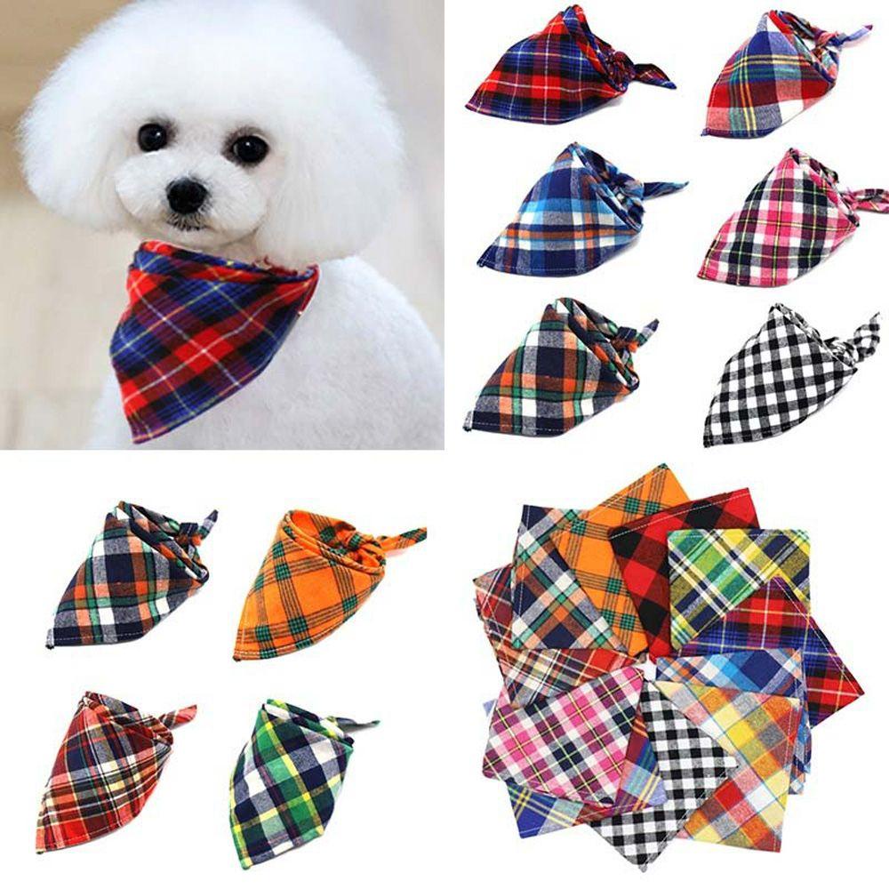 AUGUSTINA Khăn Choàng Cổ Mềm Mại Họa Tiết Sọc Caro Có Thể Điều Chỉnh Cho Cún Cưng