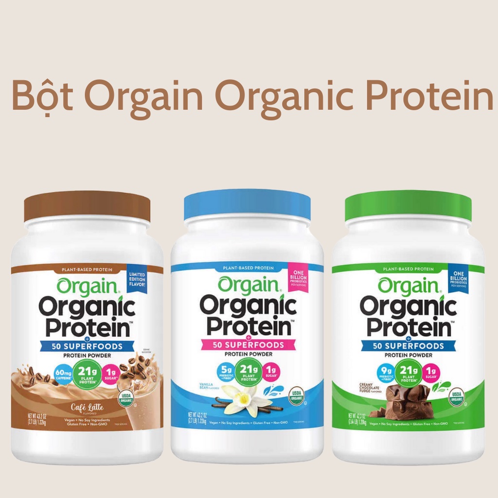 Bột protein đạm thực vật hữu cơ Orgain Organic Protein hương socola 1.22kg