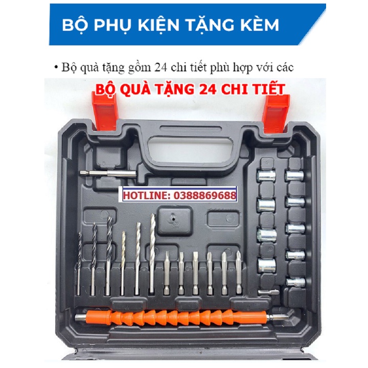 Máy khoan pin 36V 3 chức năng - Tặng bộ phụ kiện 24 chi tiết, Lõi đồng, Máy bắn vít cầm tay