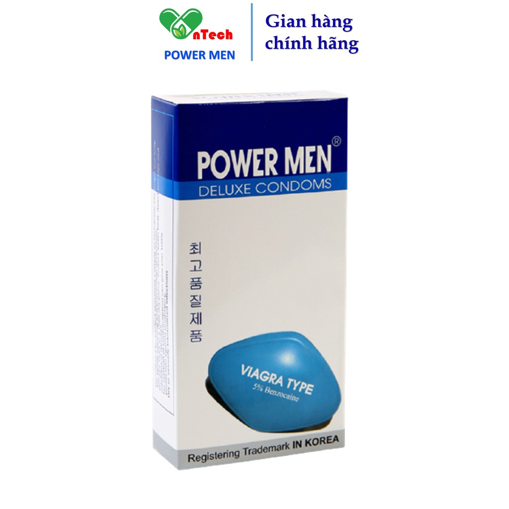 [POWERMEN] Bao cao su POWER MEN VIAGRA TYPE siêu mỏng trơn nhiều gel bôi trơn chứa 7% Benzocain siêu kéo dài thời gian