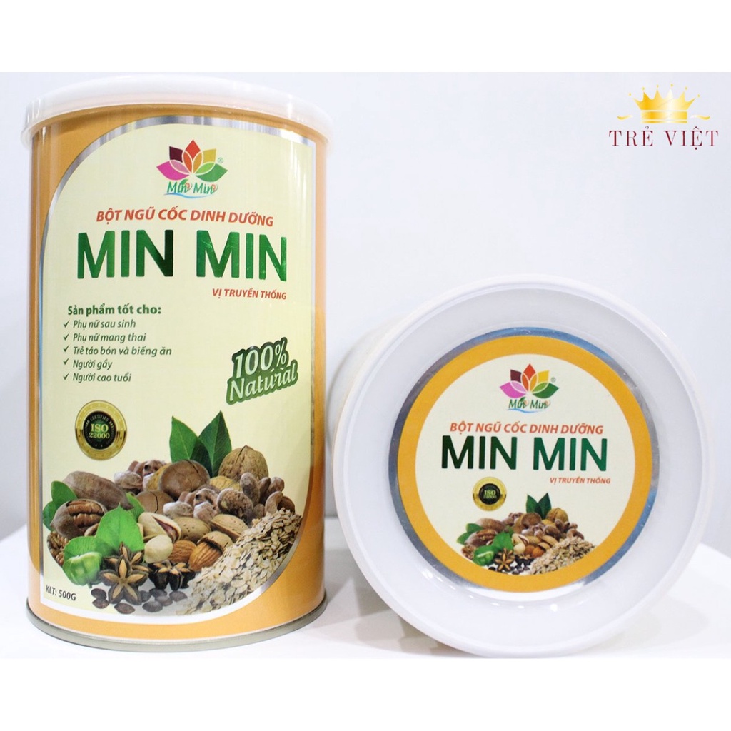 Ngũ cốc lợi sữa Min Min - mẫu mới (500g) giúp mẹ bầu nhiều sữa hơn, ngũ cốc hấp thụ được nhiều dinh dưỡng cho bé