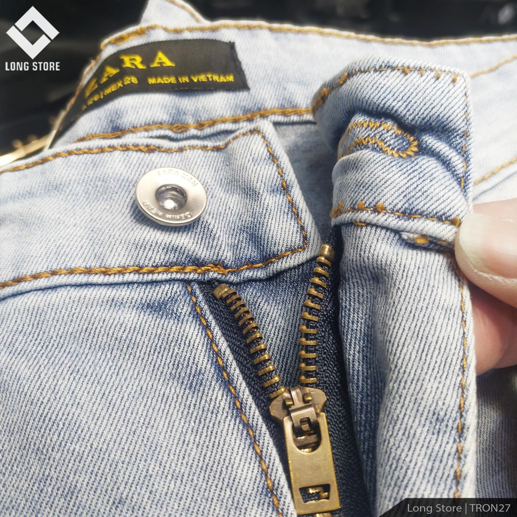 Quần jean nam xanh nhạt đẹp chuẩn Hàn Quốc chất bò co giãn cao cấp ống đứng dáng ôm skinny có big size Tron27 | BigBuy360 - bigbuy360.vn