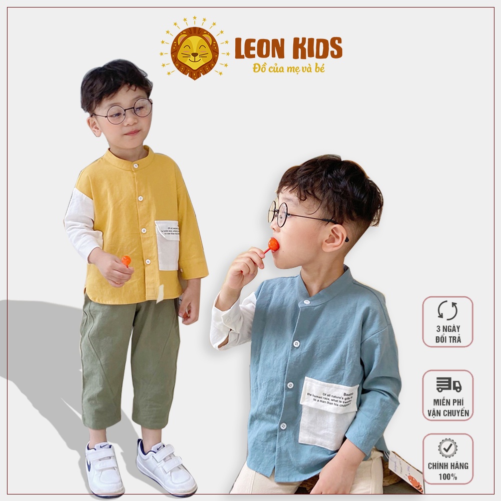 Set bộ đồ hàn quốc cho bé trai sơ mi kết hợp quần baggy chuẩn soái ca