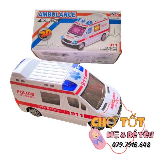 Đồ chơi xe cứu thương chạy pin có đèn và nhạc