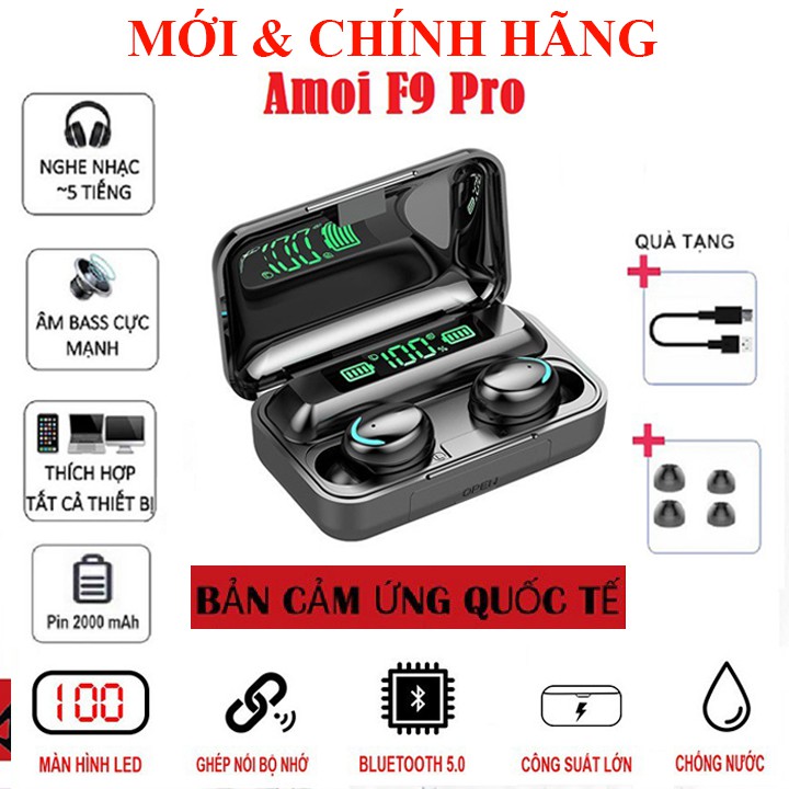 Tai Nghe Bluetooth AMOI F9 PRO TWS - Phiên bản cảm ứng quốc tế Bluetooth 5.0