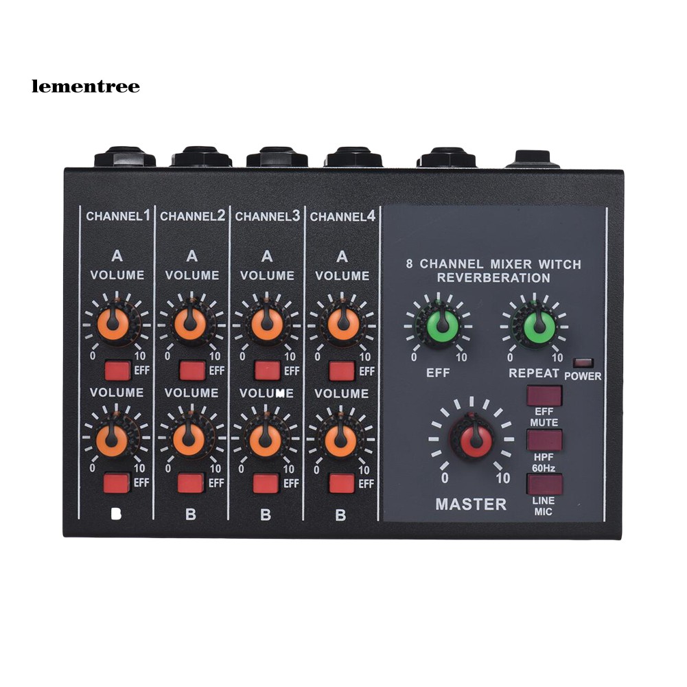 ✡WYB✡Portable Digital 8-Channel Stereo Sound Mixing Console Reverb Effect Audio Mixer