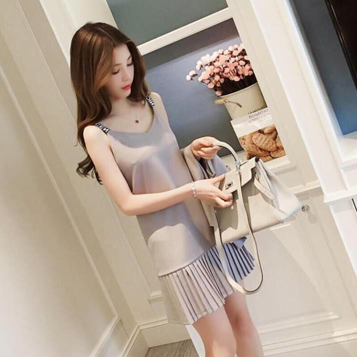 Set Đầm Xếp Ly Phối Vest Cực Chất - Váy Đầm Xếp Ly Chân Váy Kết Hợp Áo Khoác Dáng Dài Cổ Vest Siêu Sang | BigBuy360 - bigbuy360.vn