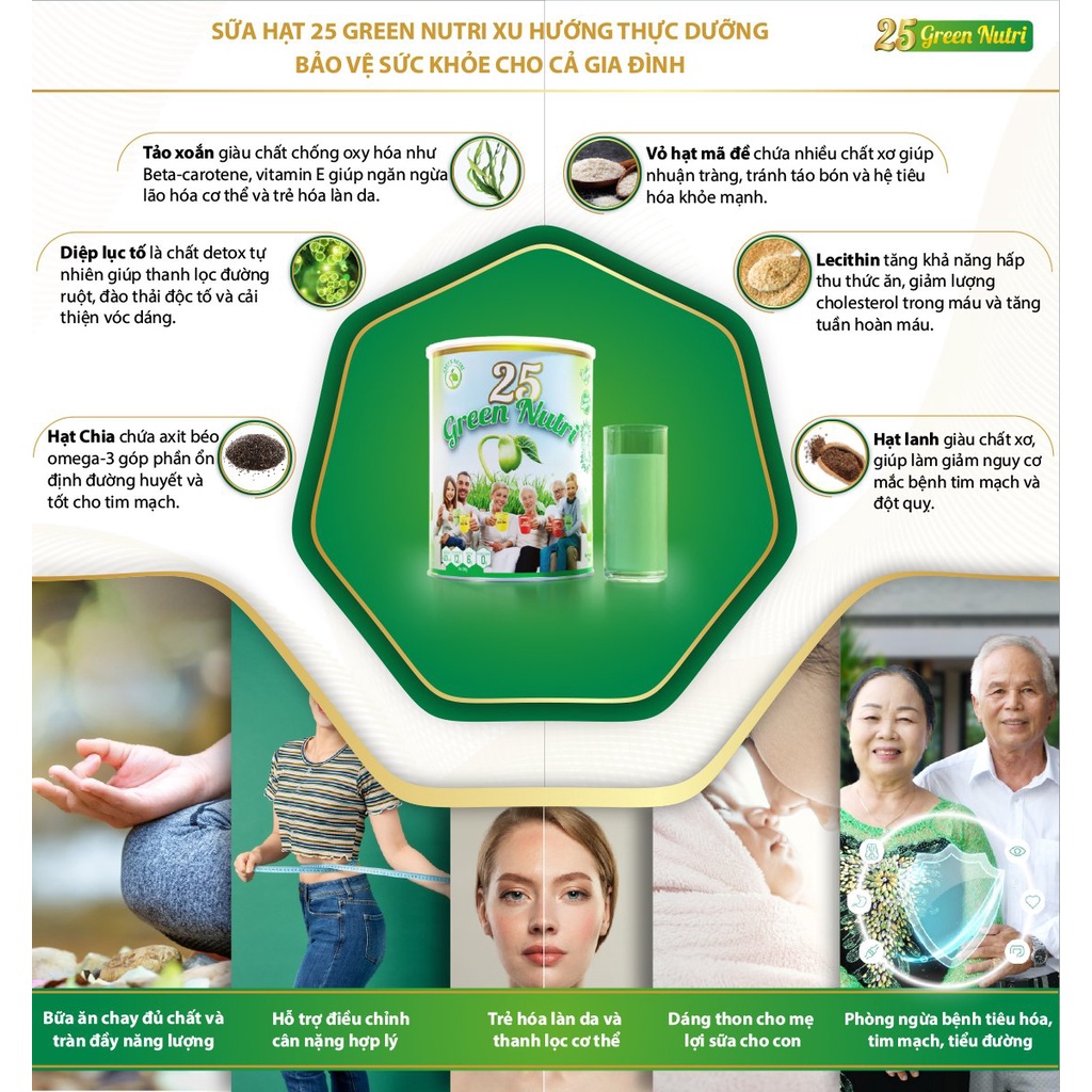 Sữa Hạt Ngũ Cốc Dinh Dưỡng 25 Green Nutri - Lon 750gr