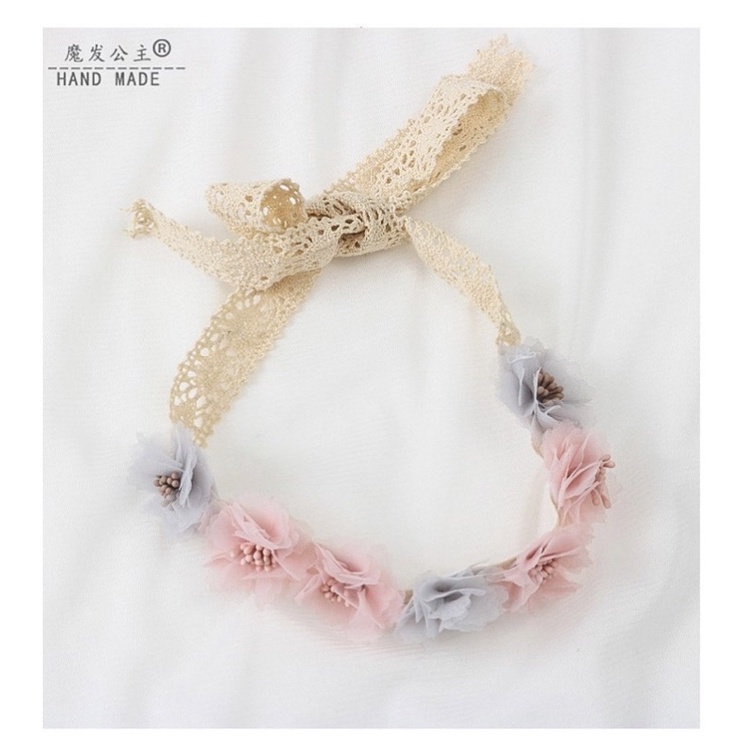 Băng đô cài tóc hoa ren vintage cho bé gái