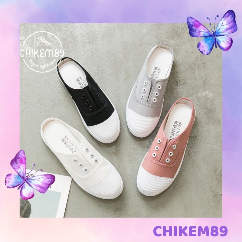 Giày bata đạp gót ☘️FREESHIP☘️giày vải canvas trẻ trung