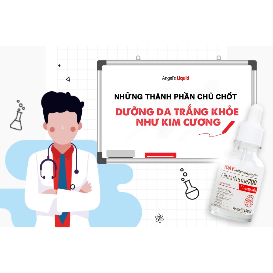 Combo Dưỡng Sáng Da, Mờ Thâm  Angel's Liquid 7DAY Whitening Program Glutathione 700V ( Toner 150ml + Serum 30ml)