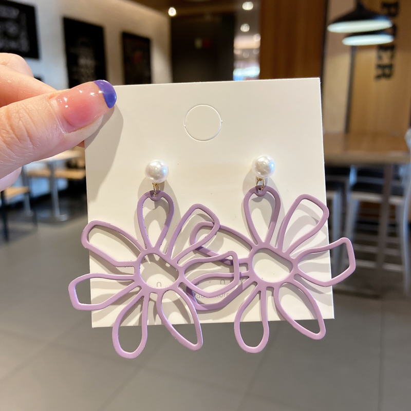 Bông Tai Đính Đá Tím Phong Cách Hàn Quốc