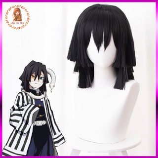 [có sẵn] Wig/tóc giả đen cosplay Iguro Obanai Xà Trụ Kimetsu no Yaiba demon slayer