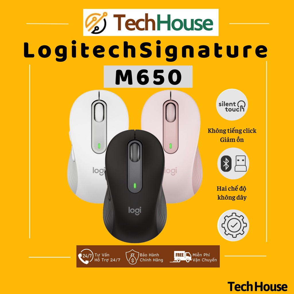 Chuột không dây bluetooth Logitech Signature M650 - giảm ồn, nút có thể tùy chỉnh - Hàng chính hãng