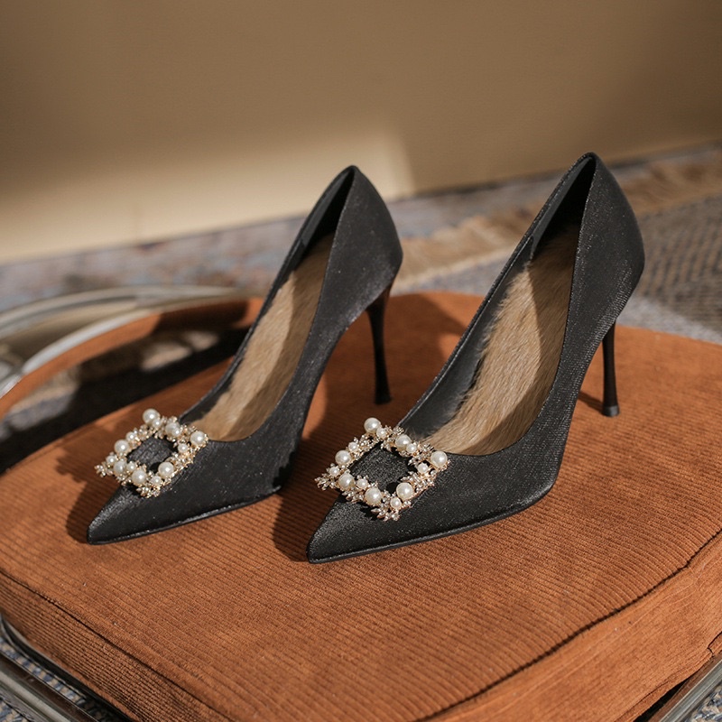 Giày cao gót nữ bít mũi đá ngọc gót nhọn, Sandal nữ cao gót 8 phân mã H167