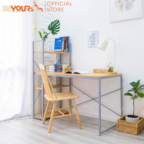 [Mã LIFEHLDEC giảm 10% đơn 99k] Bàn Làm Việc Gỗ Chân Sắt BEYOURs Neuly Table Phối Kệ Sách Đa Năng Nội Thất Lắp Ráp