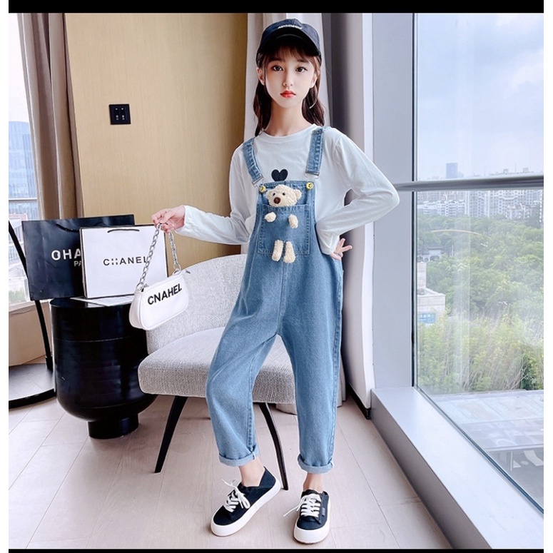 Quần bò yếm dễ thương cho bé gái cao từ 100-155cm. Hàng được xem trước khi thanh toán