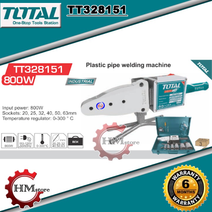 [TOTAL C/hãng] Máy hàn ống nhựa TOTAL TT328151 1500w - Máy hàn nhiệt 20 - 63mm bảo hành 6 tháng hãng
