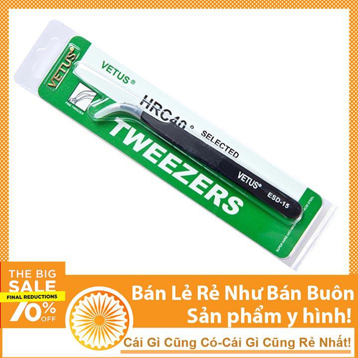 Nhíp Gắp Linh Kiện Chống Tĩnh Điện Vetus Đen - Loại Cong ESD-15