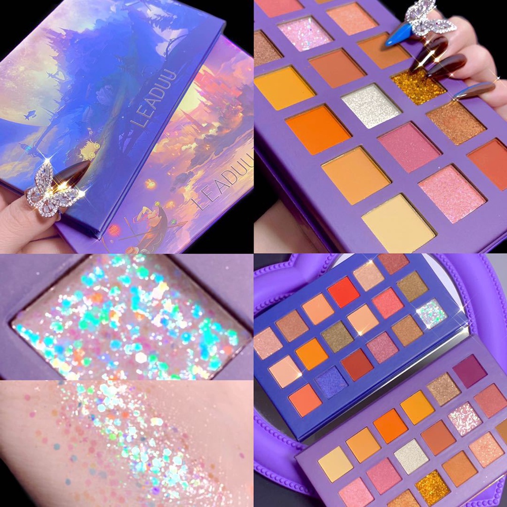 [Hàng mới về] Bảng phấn mắt 18 màu lì và nhũ trang điểm lấp lánh