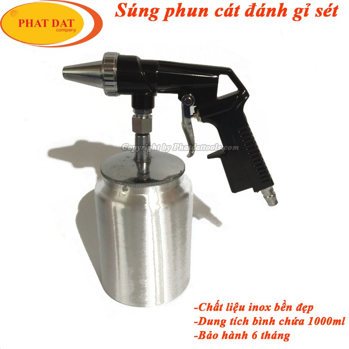 Súng Phun Cát Có Bình Chứa inox 1000ml -Súng Phun Cát Cầm Tay