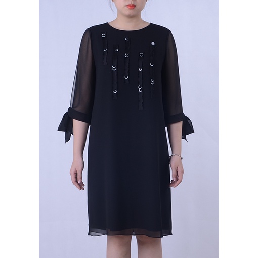 Váy đen phối trang trí MAZANO MS 17DCVA162DE chất Chiffon cao cấp dự tiệc