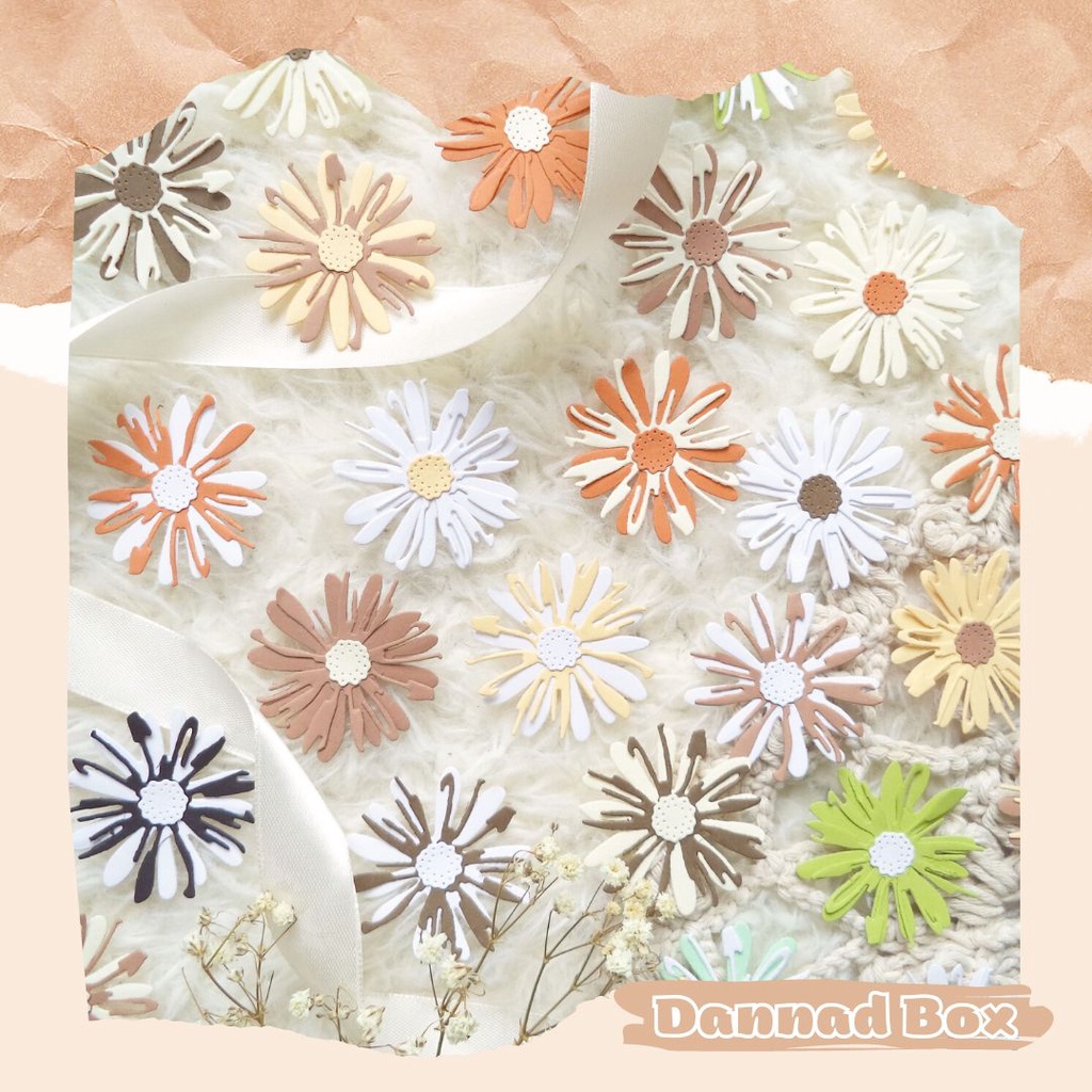 Set 12 Hoa Cúc Diecut Paper Cutting Mix Nhiều Màu Trang Trí Journal