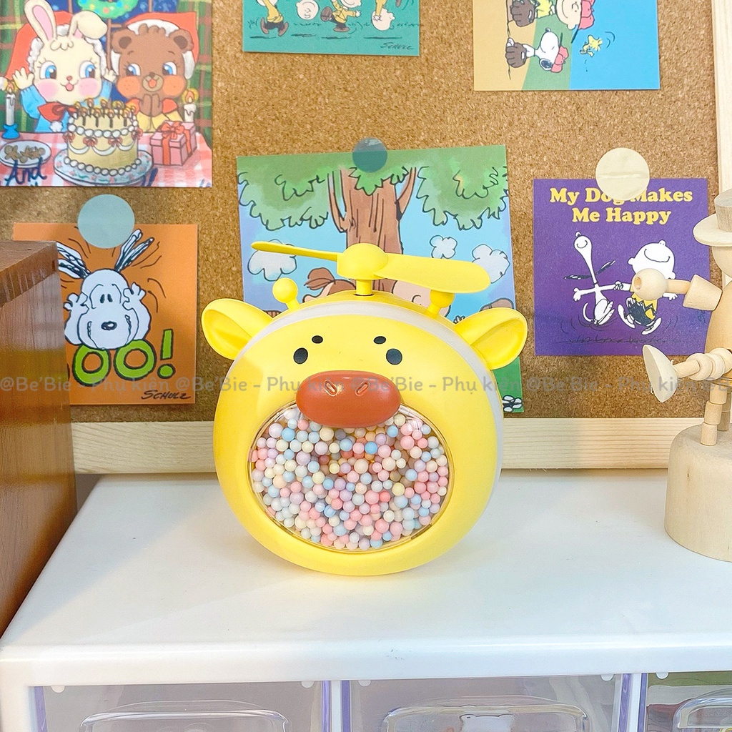 Quạt điện mini có đèn, hạt xốp hình cute BeBie - BP392