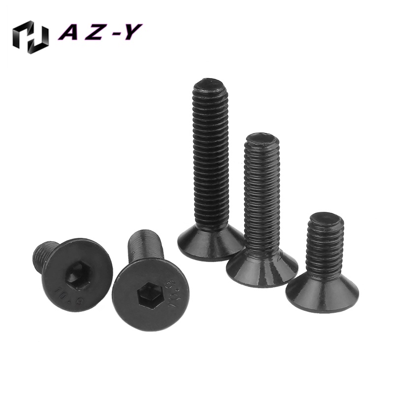 Ốc Vít Đầu Dẹt Màu Đen M4 / M5 / M6M8 10.9 Chuyên Dụng