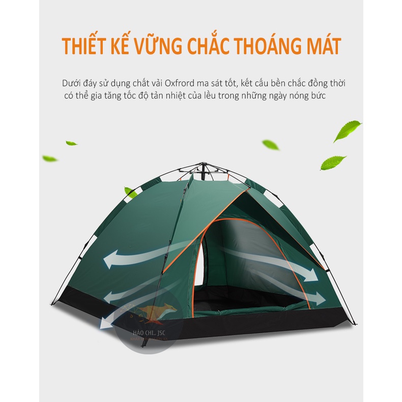 Lều cắm trại tự bung, lều du lịch dã ngoại dành cho gia đình, cặp đôi 2 - 5 người, Loại dày cao cấp bảo hành 1 đổi 1