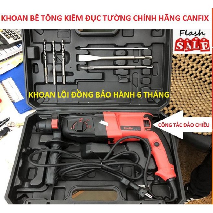 Khoan Bê Tông, Kiêm Máy Đục Tường 3 Chức Năng Có Đảo Chiều Chính Hãng Canfix Bảo Hành 6 Tháng