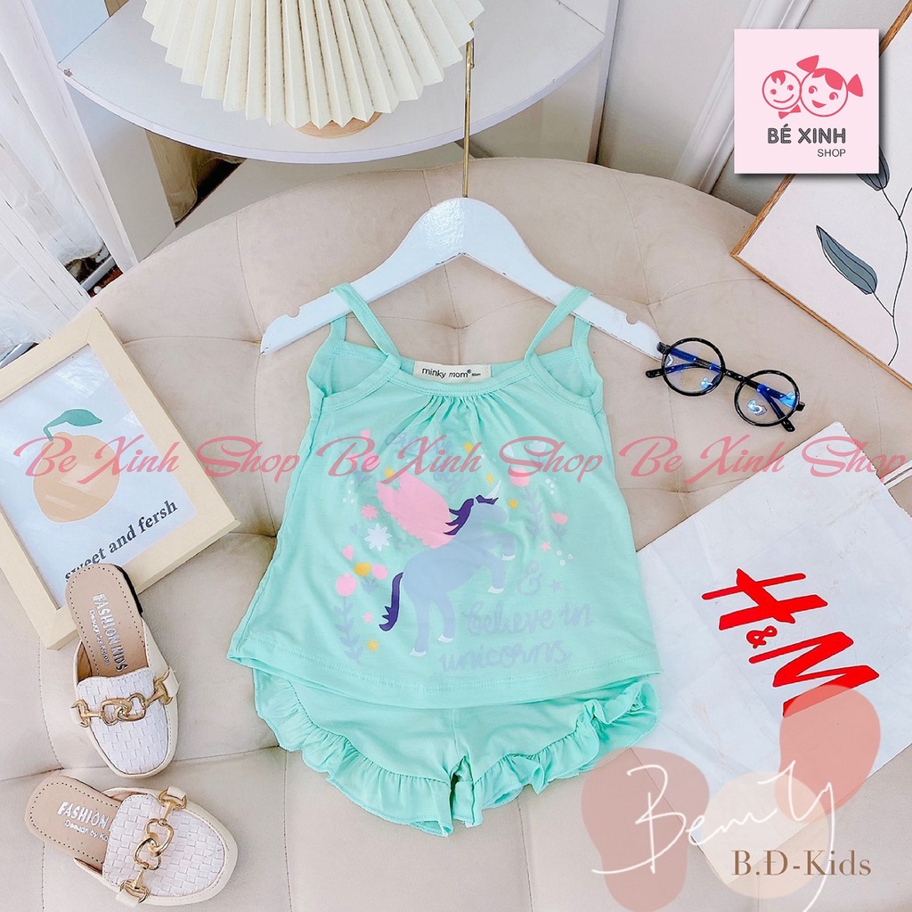 Bé gái Quần áo đồ bộ hè 2 dây cho bé gái Minky Mom [Cực Hot] Bộ hai 2 dây sét đồ cho bé gái mùa hè vải thun lạnh 2_DÂY