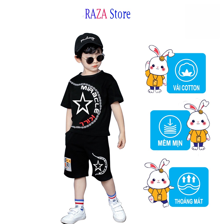 Bộ hè bé trai,Đồ bộ bé trai RAZA Store chất liệu cotton cao cấp sợi thoáng mát cho bé từ 15kg đến 46 RZM27