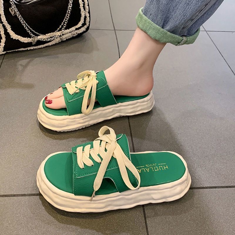 Giày Sandal Đế Dày Size Lớn Phong Cách Pháp Thời Trang