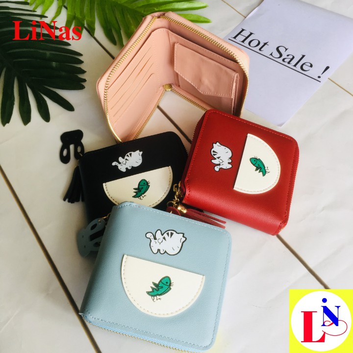FreeShip Ví nữ mini đẹp, xinh xắn hình mèo và cá MT135 LiNas | BigBuy360 - bigbuy360.vn
