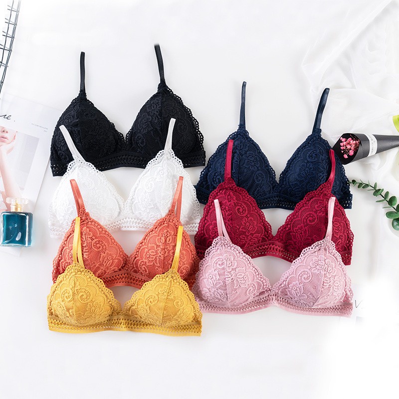 Áo bra nữ ren hoa 2 dây, Áo ngực mút mỏng không gọng cài sau SAVILL B904