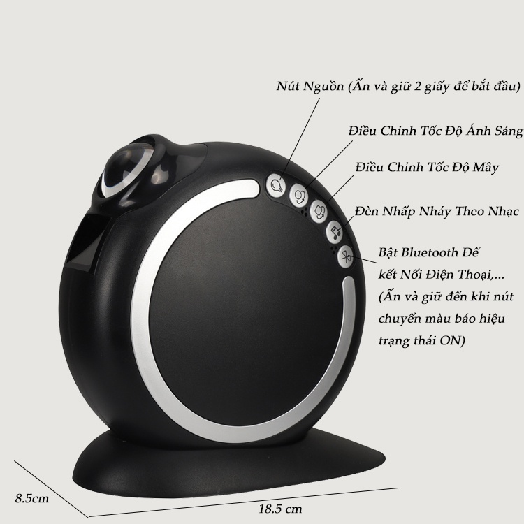 Đèn Thiên Hà Galaxy Diamond V5 Luxury KUNBE Kết Hợp Loa Bluetooth Chiếu Bầu Trời Sao Đêm Cho Sân Khấu, Phòng Bay