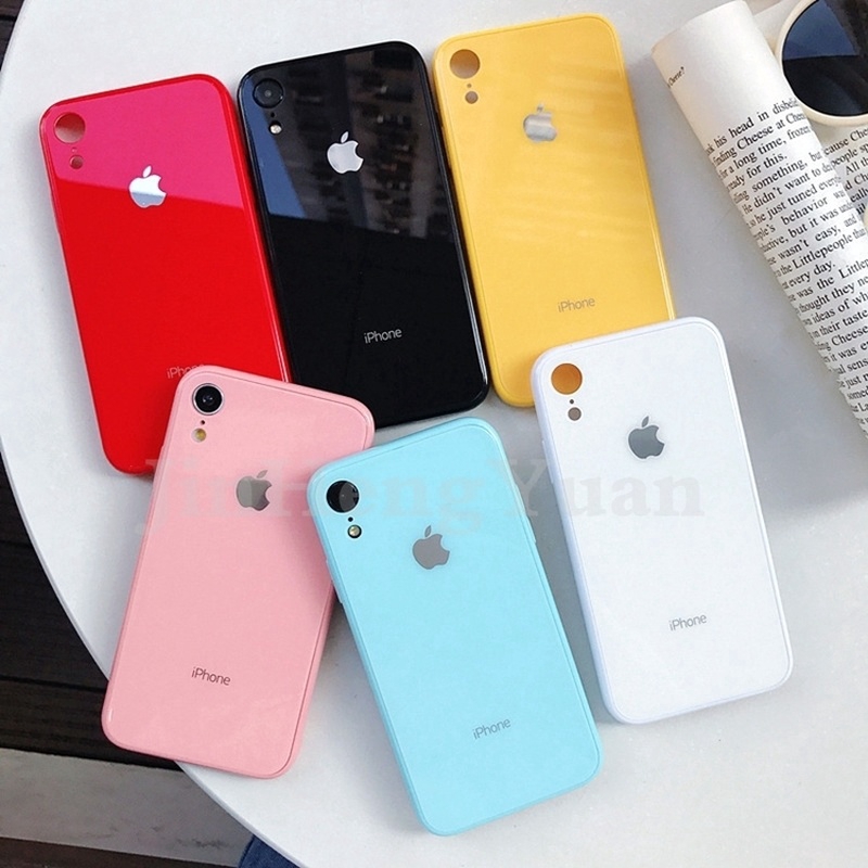 ỐP LƯNG Color Tempered Glass Case IPhone 6 6s 7 8 Plus X XS MAX XR iPhone Casing