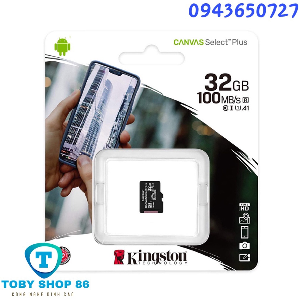 Thẻ Nhớ MicroSD Kingston Canvas Select Plus (Class 10 - 100MB/S) 32GB - FPT Phân Phối, Bảo Hành 5 Năm