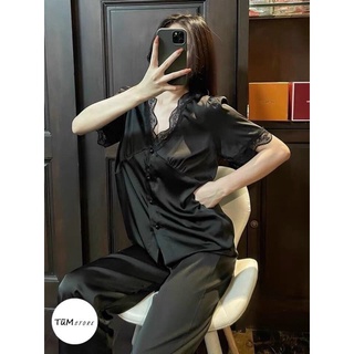 Bộ ngủ lụa viền full ren