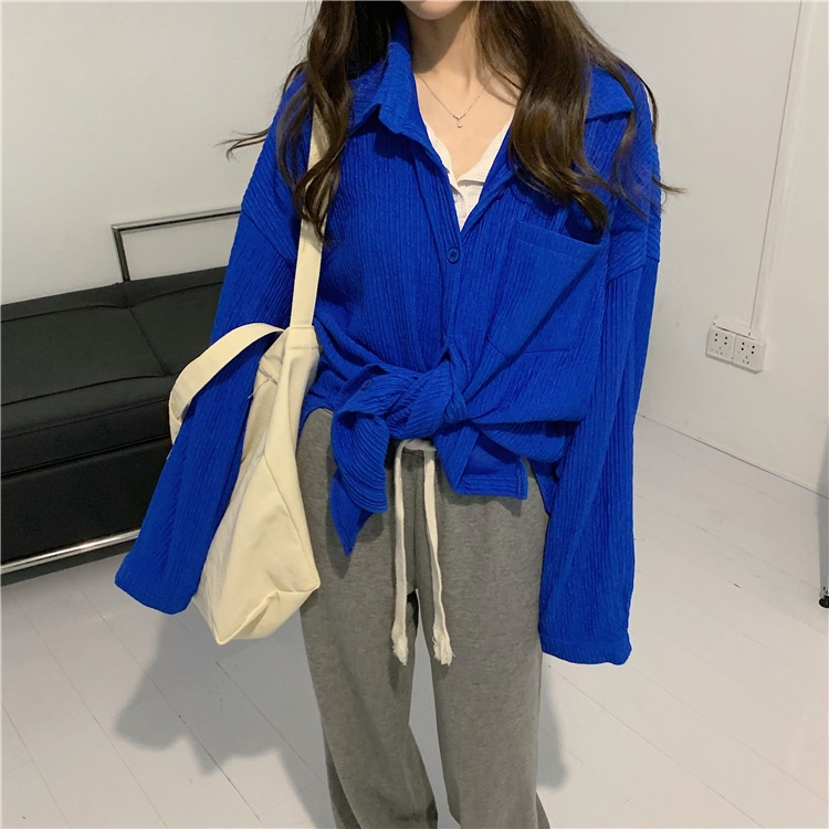 SUXI Áo Sơ Mi Nữ Tay Dài Dáng Rộng Phong Cách Vintage Hàn Quốc